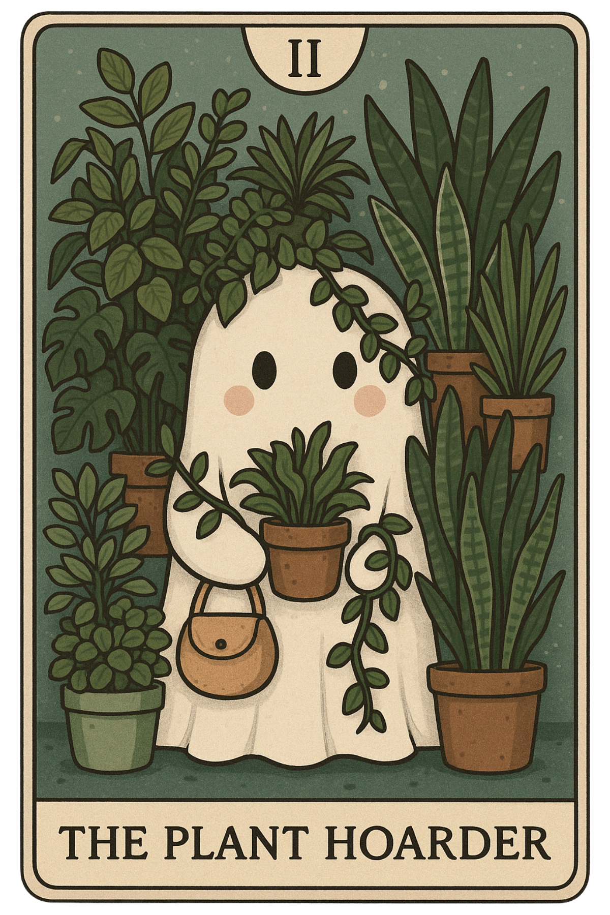 The Plant Hoarder – Cozy Ghost Tarot Card for Plant Lovers 🌿👻