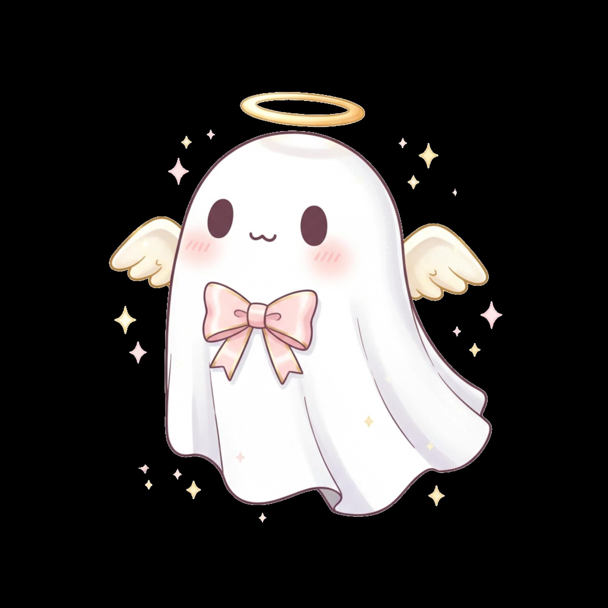 Kawaii Angel Ghost PNG | Pastel Christmas Ghost Clipart for Stickers & Crafts