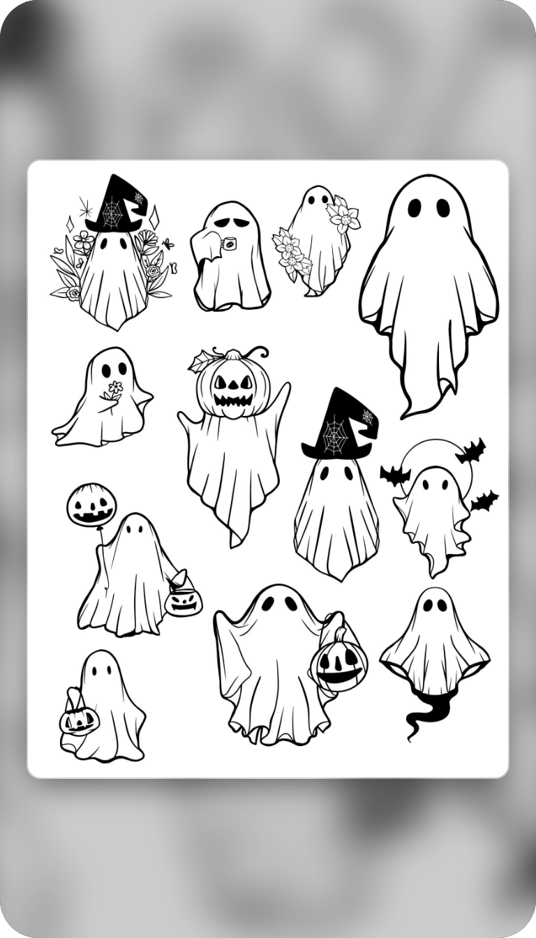 Boho Fall Halloween Ghost Clipart – Cute Ghost Watercolor Clipart