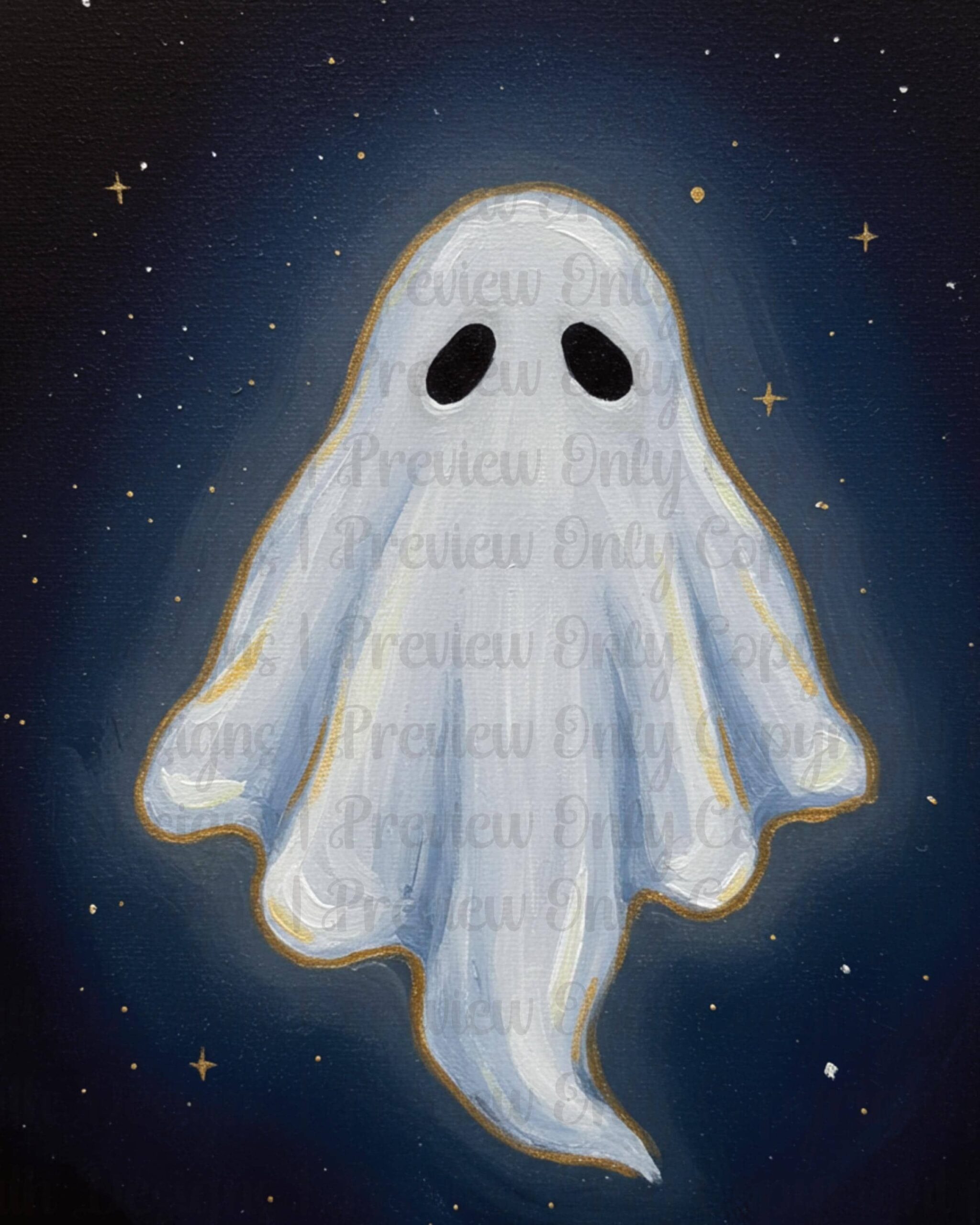 Ghost Painting PRINTABLE Art Print, Halloween Home Decor, Abstract Cute Ghost Oil Painting, Vintage Aesthetic