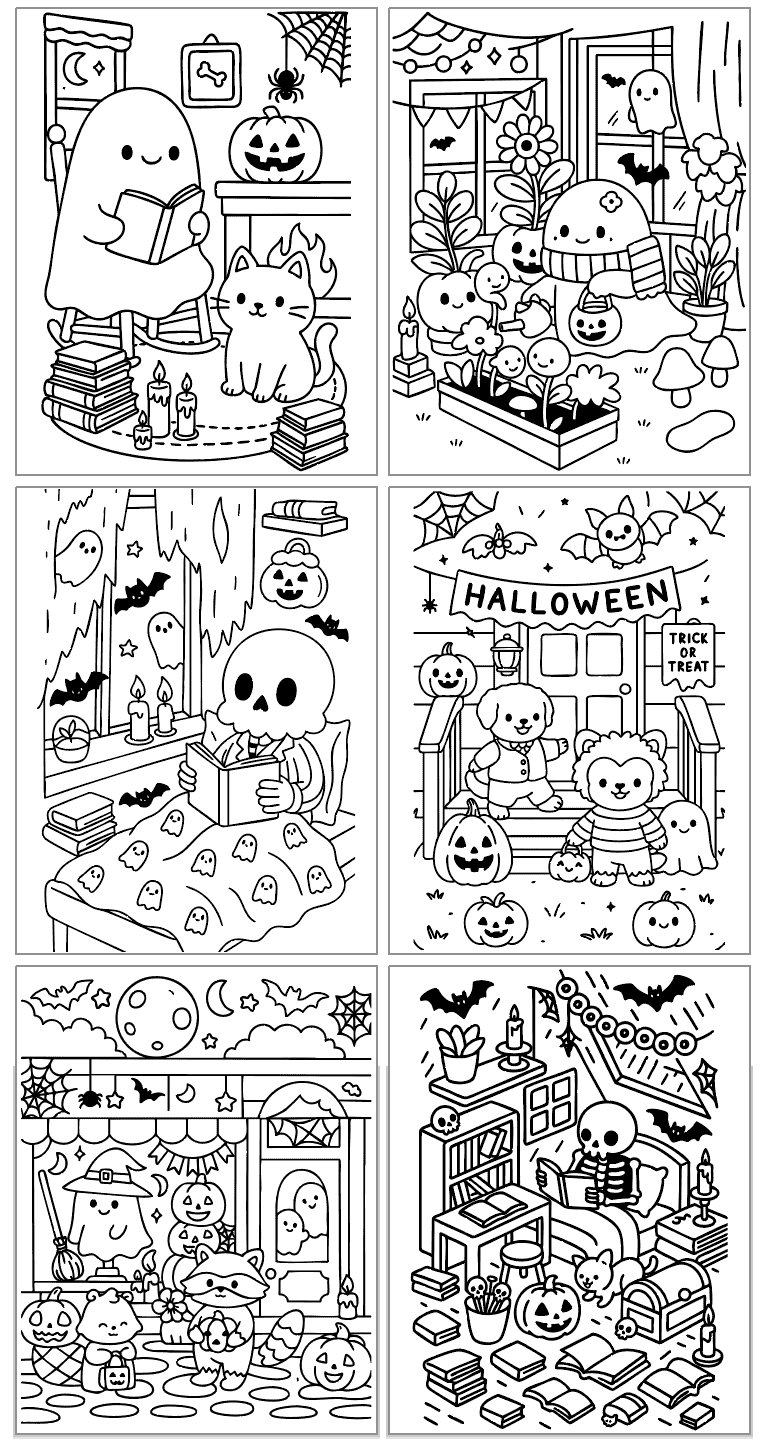 Free Printable Cozy Halloween Coloring Pages