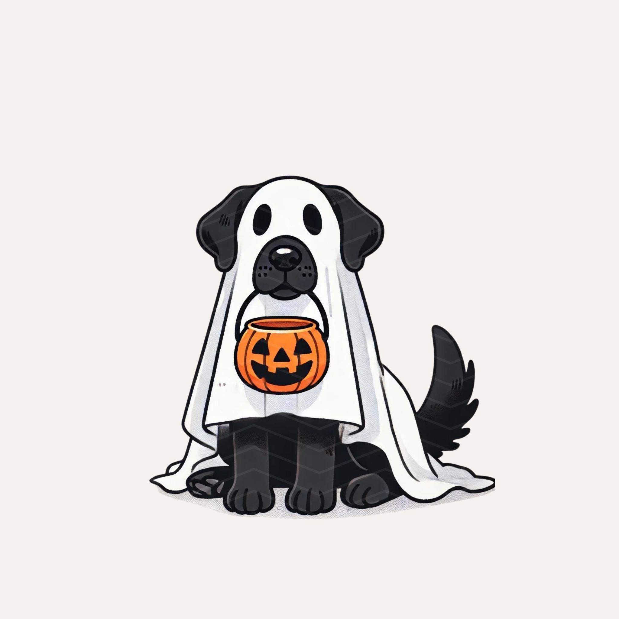 Black Lab Halloween Ghost PNG | Halloween Dog Image File | Dog Ghost PNG | Cute Halloween Dog Clip Art | Cartoon Halloween Dog PNG