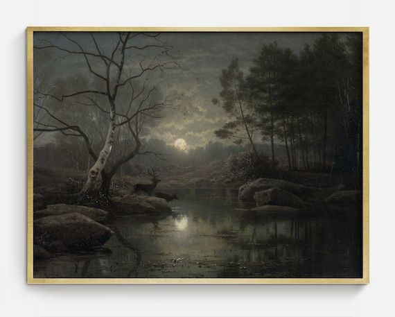 Full Moon | Spooky Gothic Wall Art, Halloween Home Decor, Halloween Wall Art, Haunted Landscape Artwork Printable, Downloadable Samhain Art – Etsy