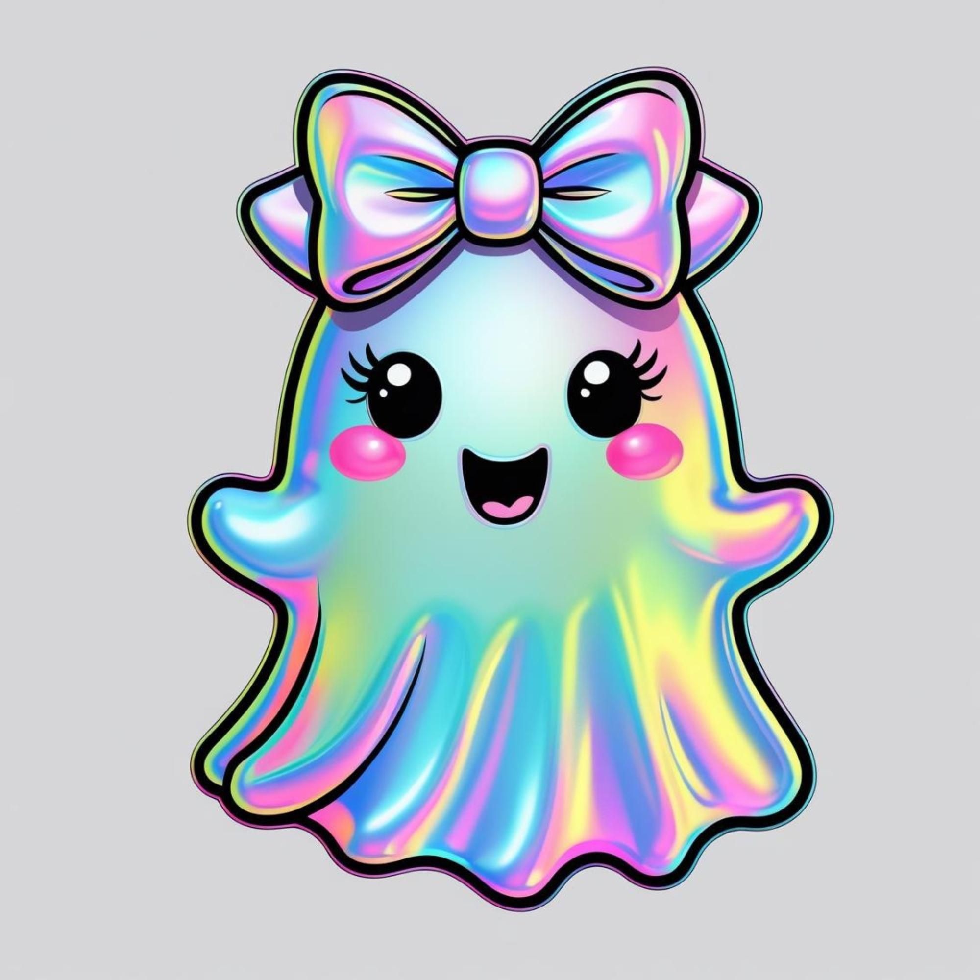 Iridescent Ghost PNG: Girly Halloween Shirt Design (Digital Download