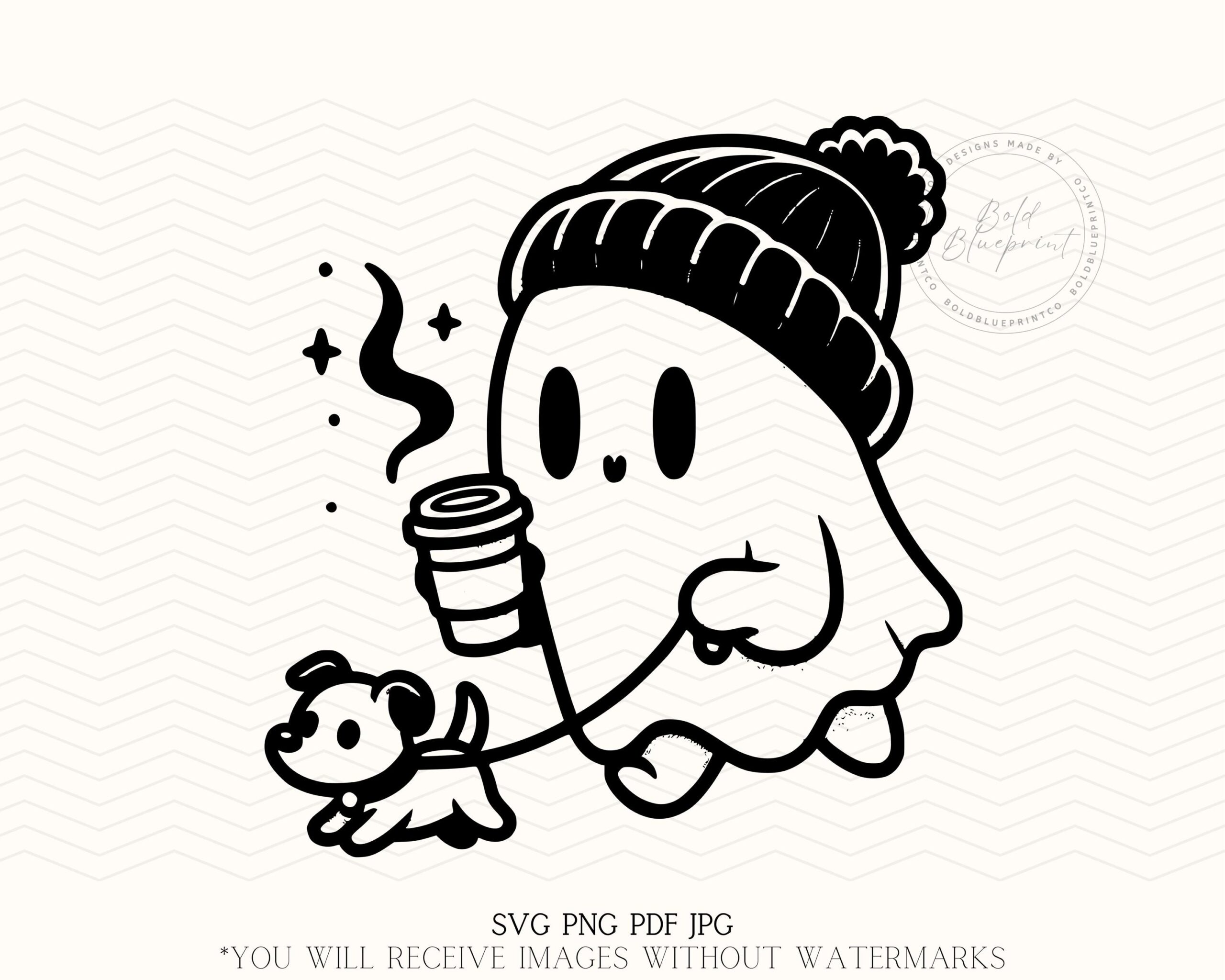 Ghost Walking Dog, PNG, SVG, PDF, Jpg, Ghost Clipart, Halloween Svg, Halloween Decorations, Ghost Png, Ghost Walking Dog Cricut, Ghost Svg