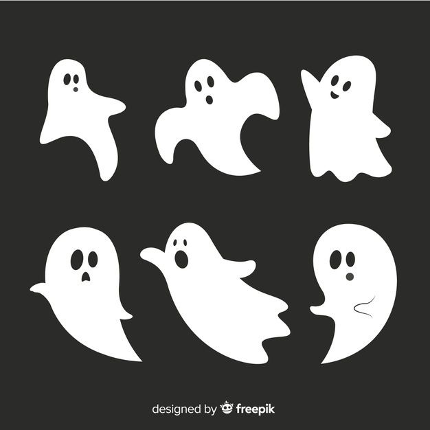 Flat halloween animated ghost collection | Free Vector