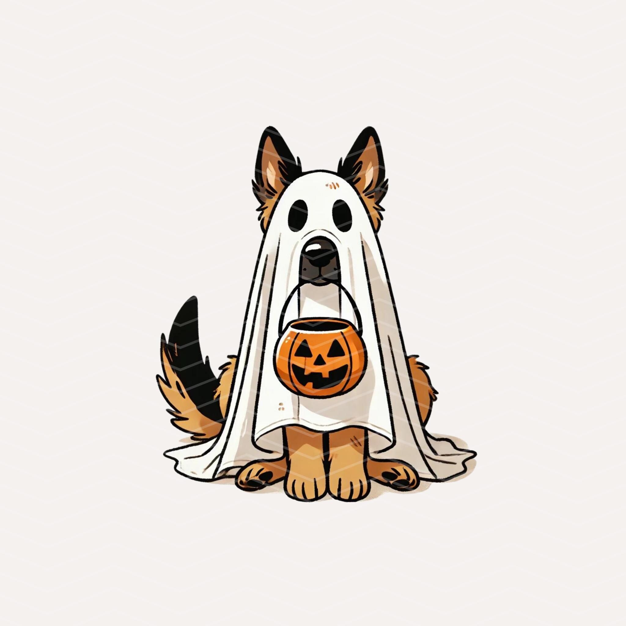German Shepherd Ghost PNG: Halloween Dog Image File (Digital Download)
