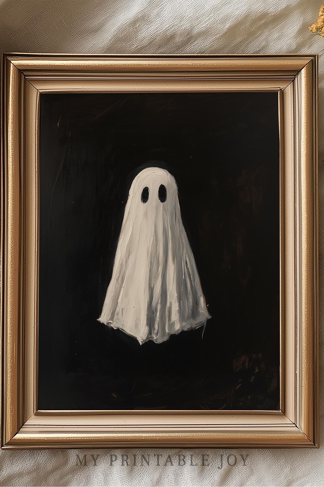 Cute Ghost Painting Whimsical Spooky Halloween Wall Art Autumn Printable Moody Fall Decor Dark…