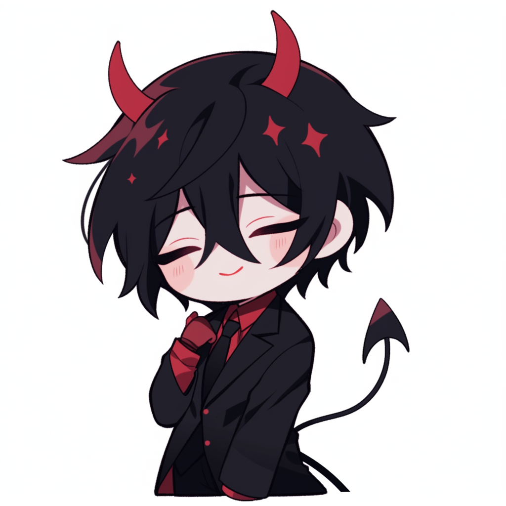 Adorable little demon boy