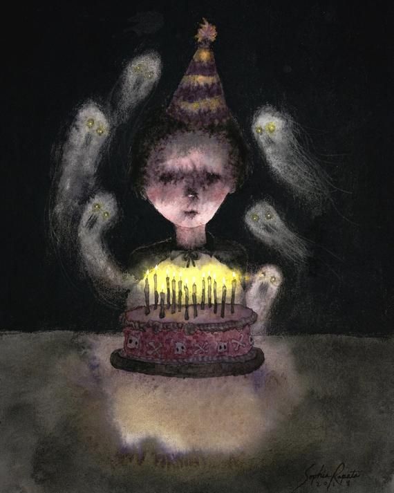 8″x10″ Haunting Birthday to You (print of an Original Painting by Sophia Rapata) – Etsy