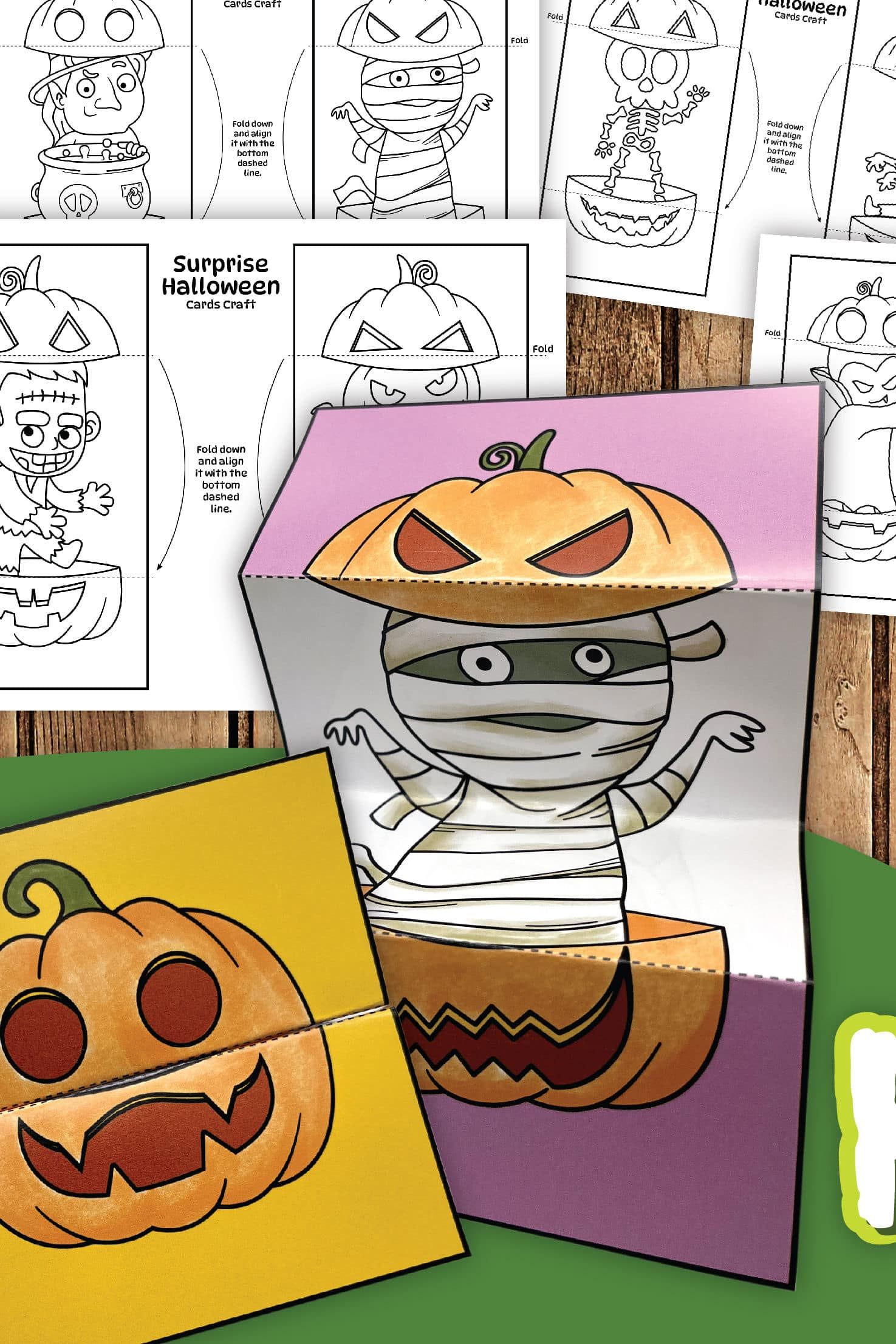 Surprise Halloween Coloring Pages for Kids – Red Ted Art – Kids Crafts