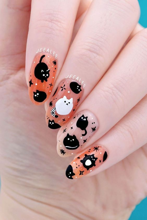 49 Halloween Cat Nails Designs In 2025