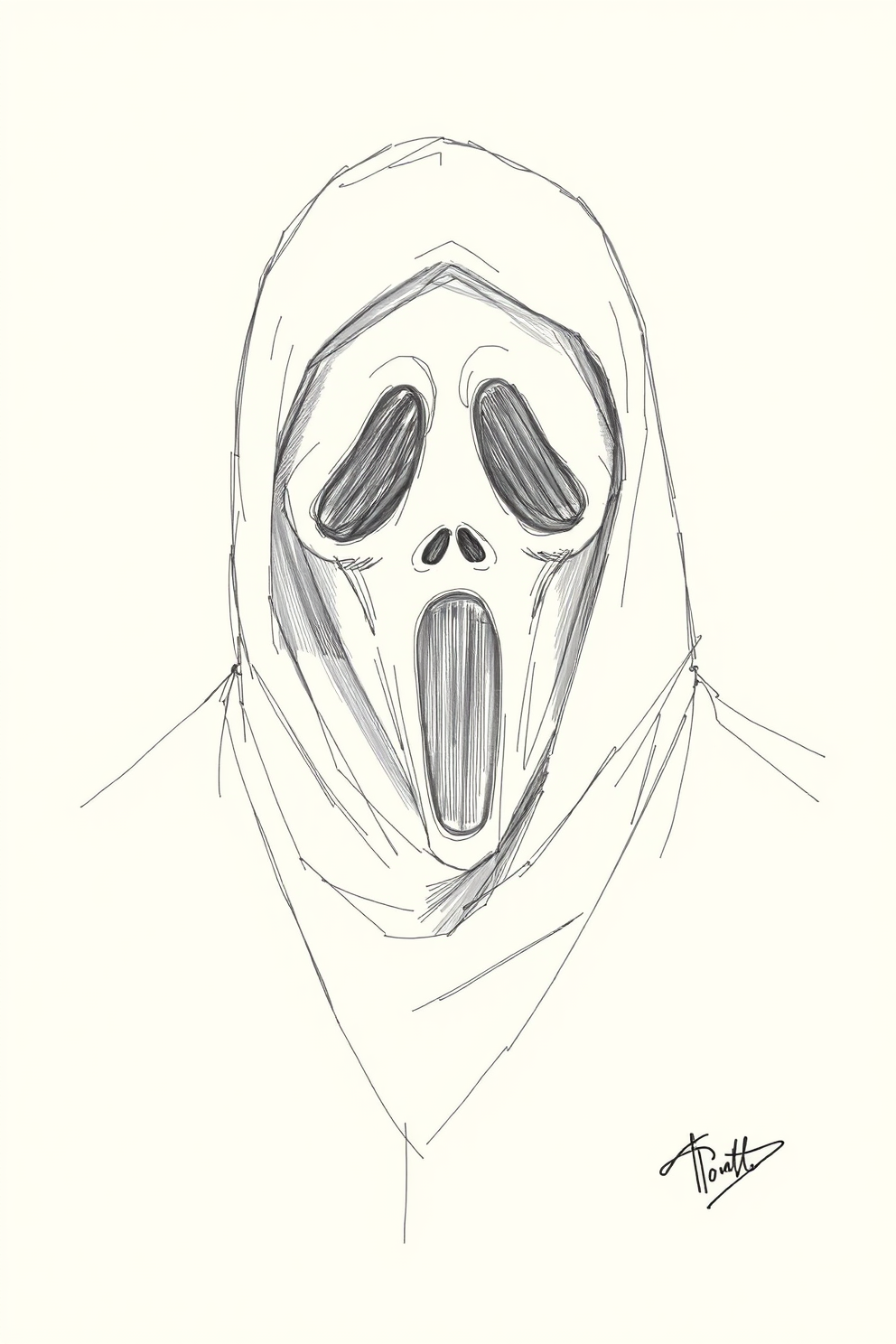 Ghostface Sketch Drawing + 12 Other Ghostface Drawing Ideas