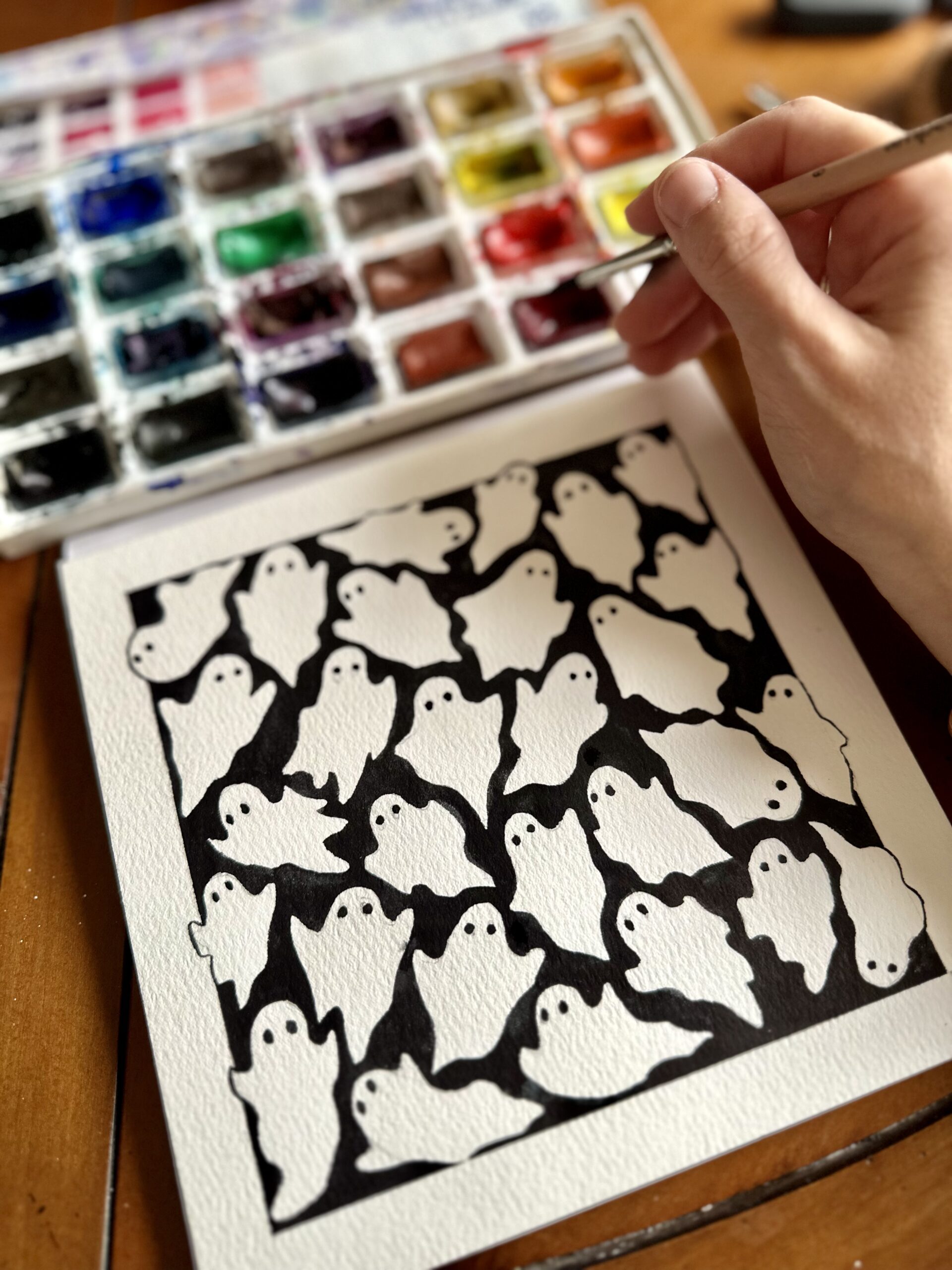 Halloween watercolor ghosts 👻