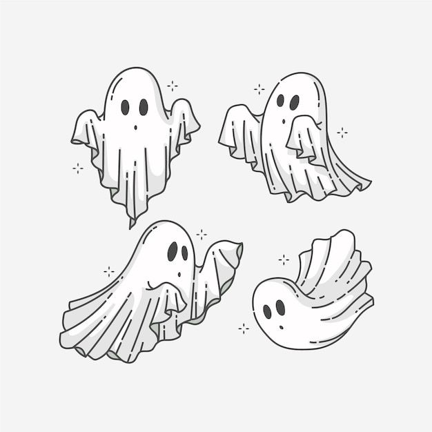 Hand drawn halloween ghosts collection | Free Vector