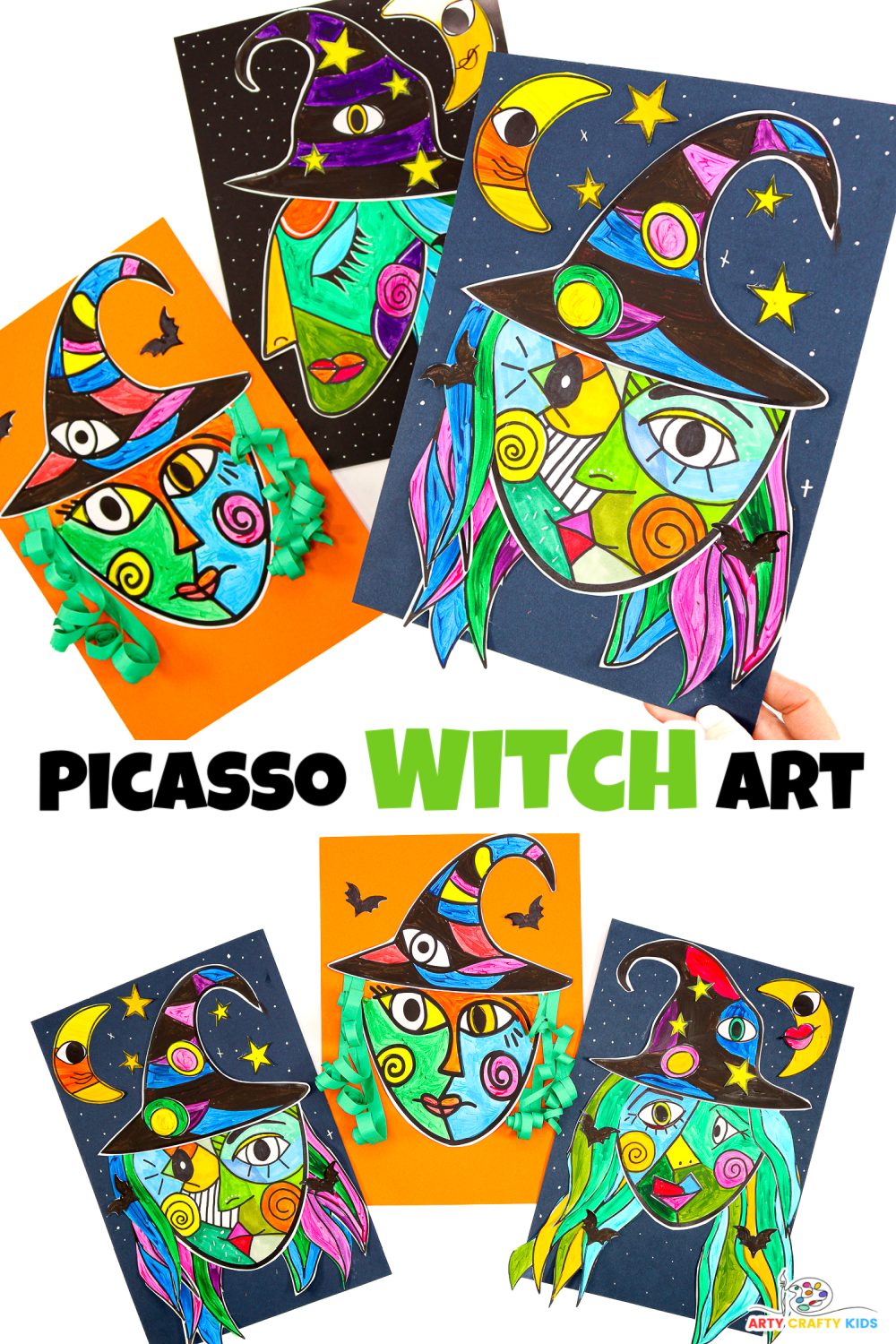Picasso Witch Collage Art for Halloween