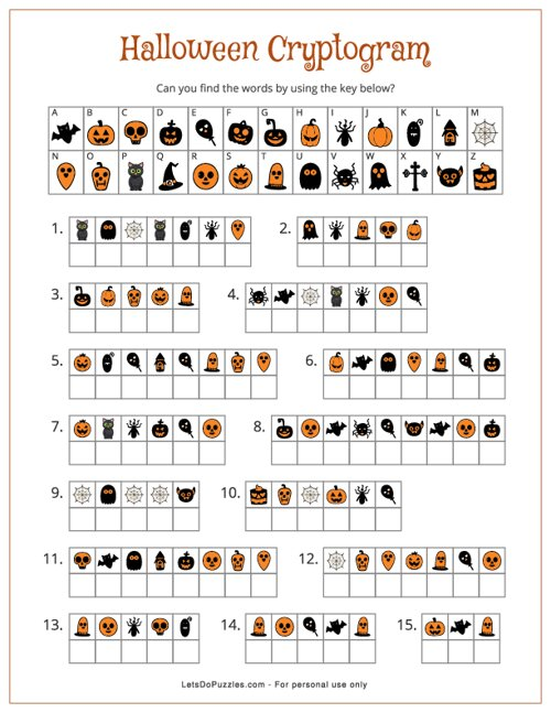 Free Printable Trick or Treat Cryptogram