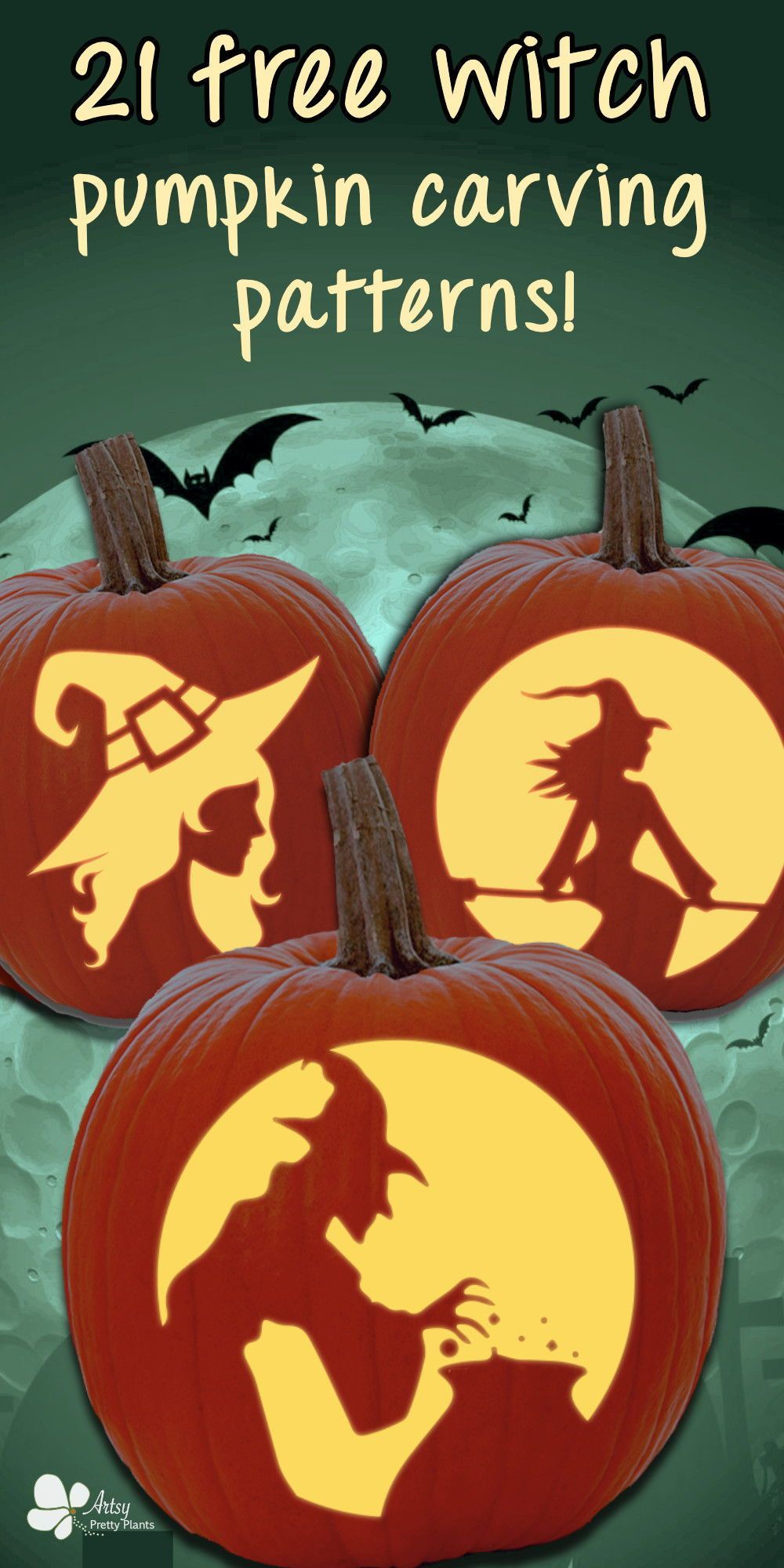 21 Unique Witch Pumpkin Carving Stencils