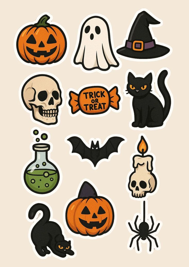 Trick or Treat Stickers | Spooky & Fun 🍬🦇🎃