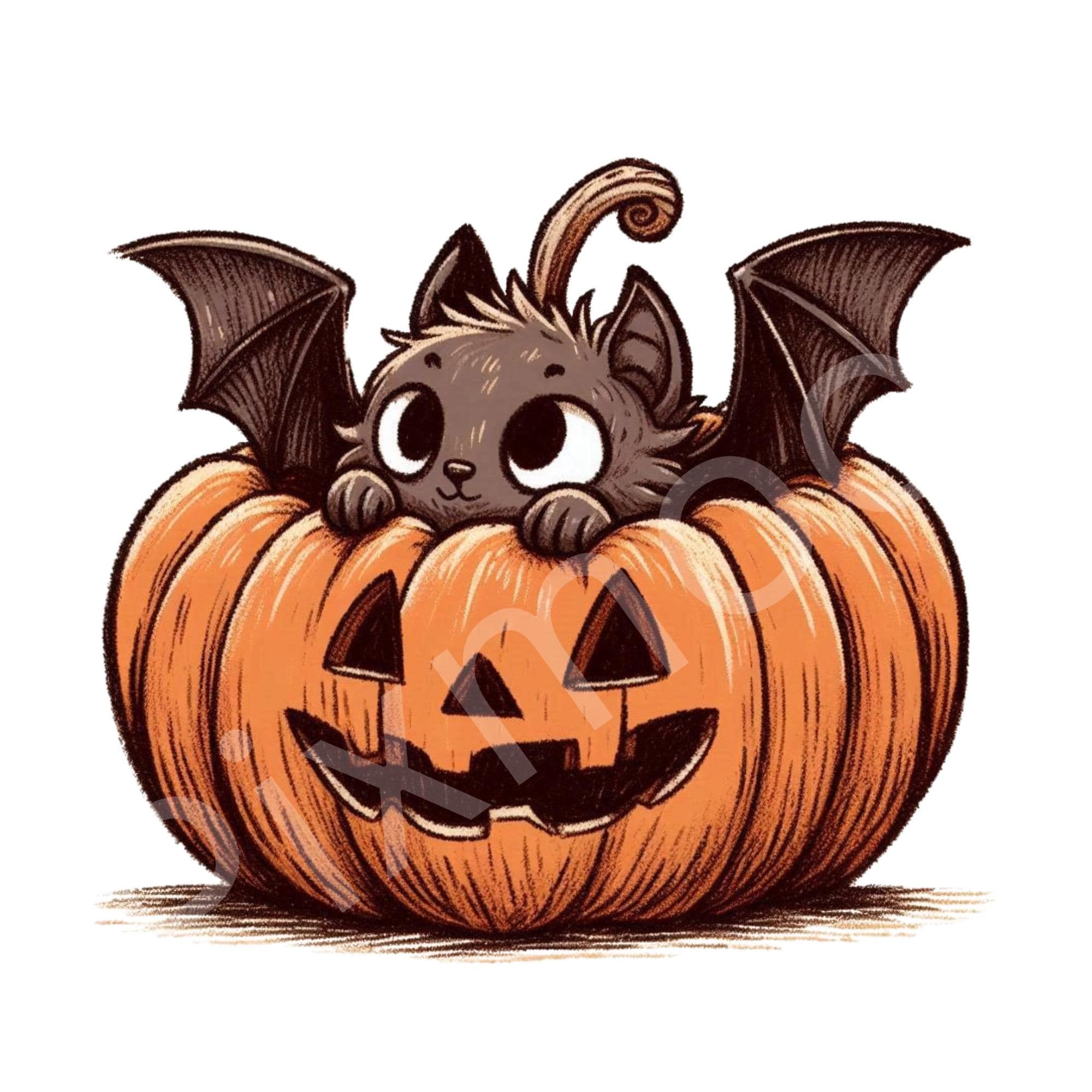 13 süße Halloween-Fledermaus Clipart PNG Bündel | Aquarell Halloween Gruselige Kürbis Fledermäuse PNG Kommerzielle Nutzung | Kawaii Grafik Digitaler Download