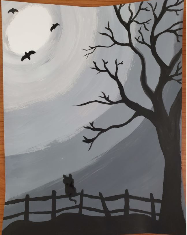 Halloween Sky Value Painting Art Tutorial