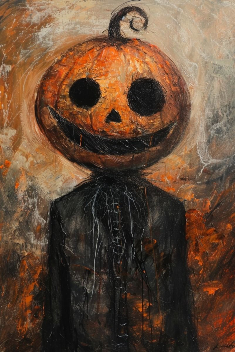 Halloween pumpkin print Spooky pumpkin print Vintage Halloween Decor Rustic Fall Decor Scary pumpki