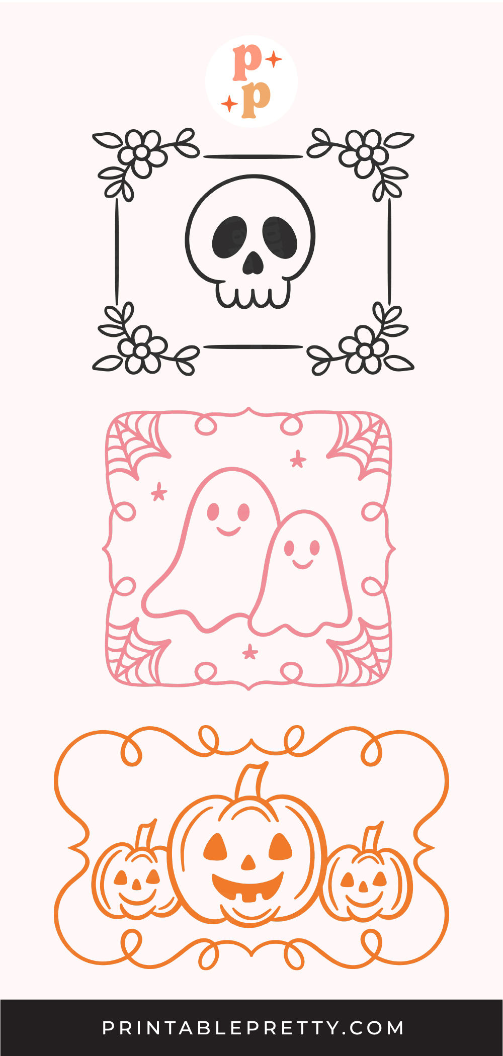 🎃 Whimsical Halloween Frame Clipart – PNG + SVG Bundle