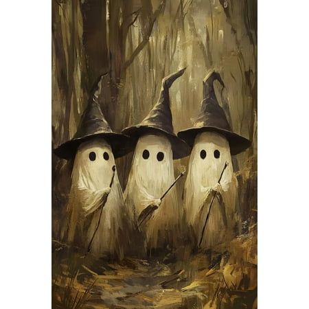 Halloween 5D Diamond Painting Kits for Adults Full Drill Three Cute Ghosts Wearing Witch Hats Diamond Art Paint with Round Diamonds DIY Gem Painting Kit for Home Wall Decor 8×12 Inch, Size:8″ x 12″, Multicolor