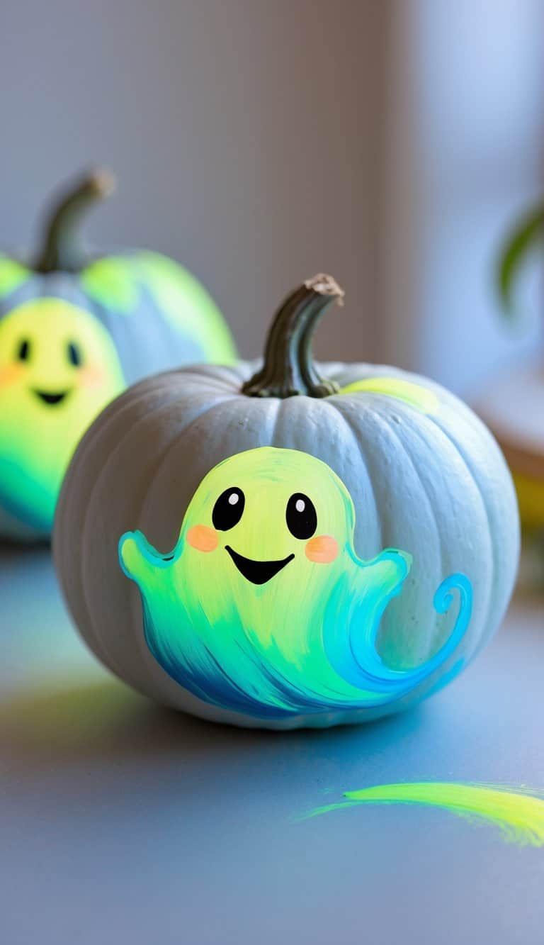 17 Ghost Painted Pumpkin Ideas for Whimsical Halloween Decor