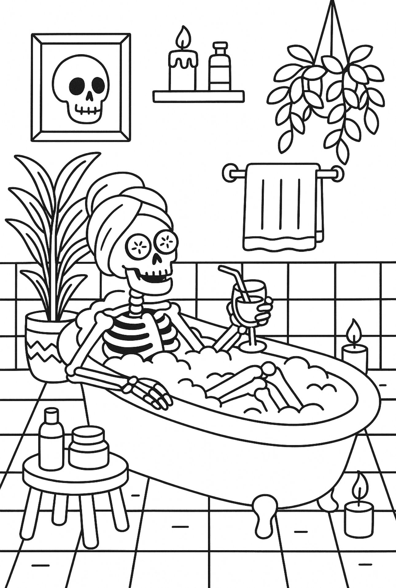Fall skeleton coloring pages