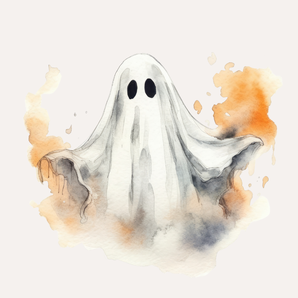 Vintage Halloween Watercolor Clipart PNG