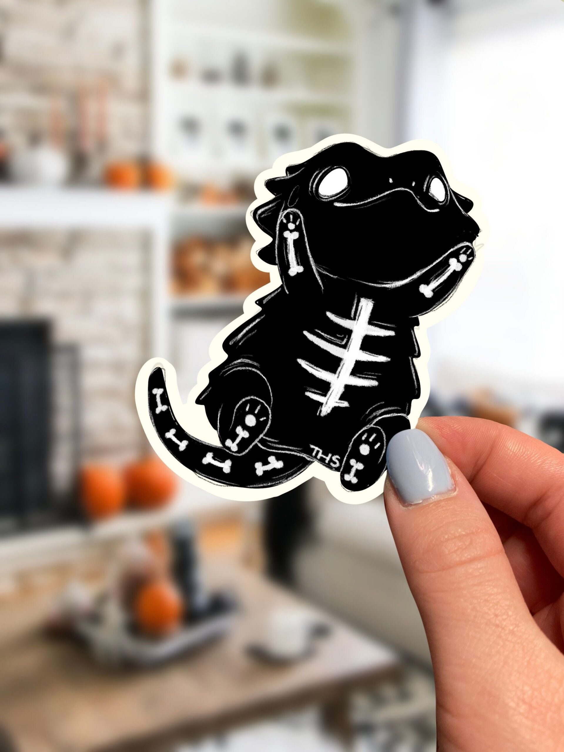 Bearded Dragon Spooky Skeleton Sticker
