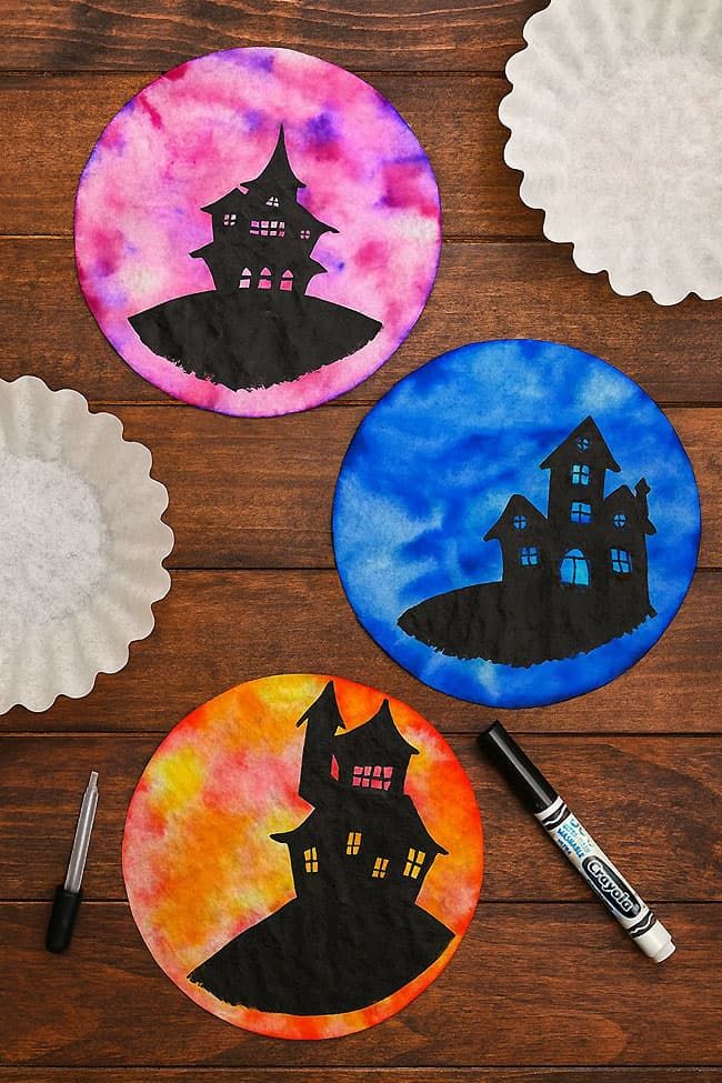 Haunted House Coffee Filter Craft – Fun Halloween Art for Kids