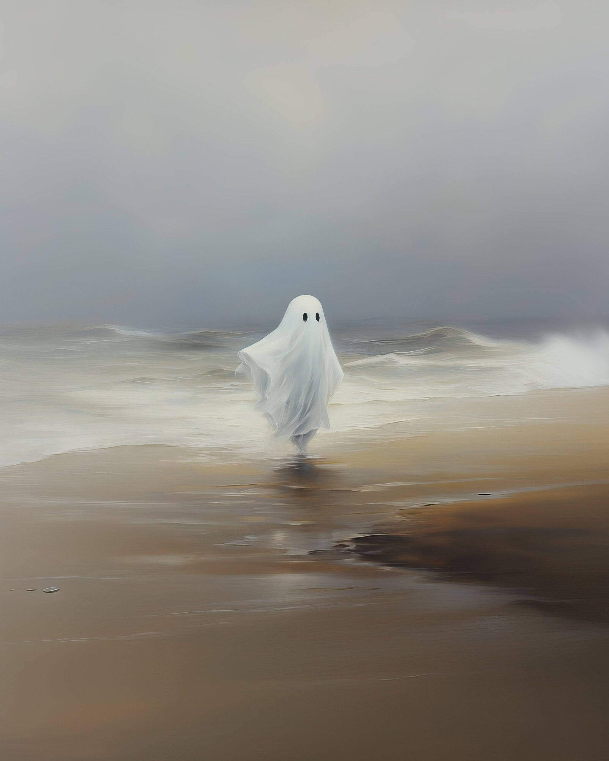 Cute Ghost on Beach Ghost Print Vintage Oil Poster Cottagecore Artwork Dark Academia Print Halloween Wall Art Victorian Goth – Etsy Sweden