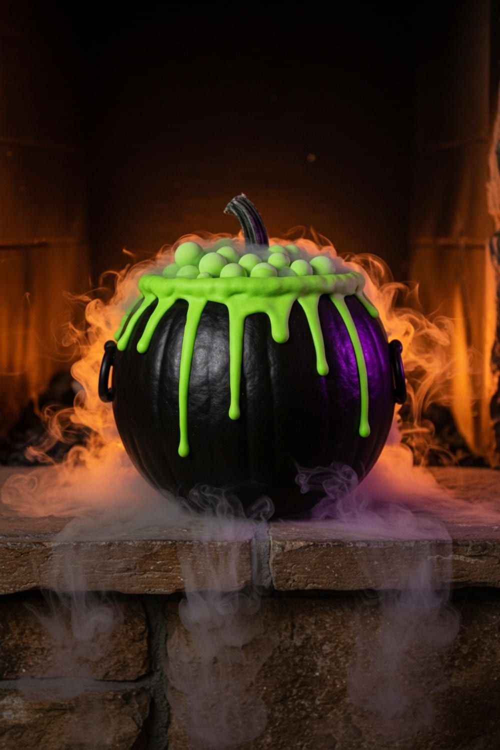 15 Creative Halloween Pumpkins Decorating Ideas – Brew a Bubbling Cauldron Pumpkin with Puffy Paint