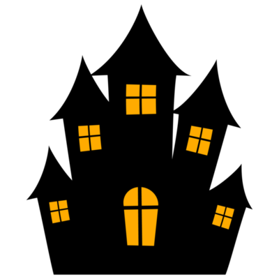 Spooky Halloween Black Castle Silhouette for Haunted House Fans