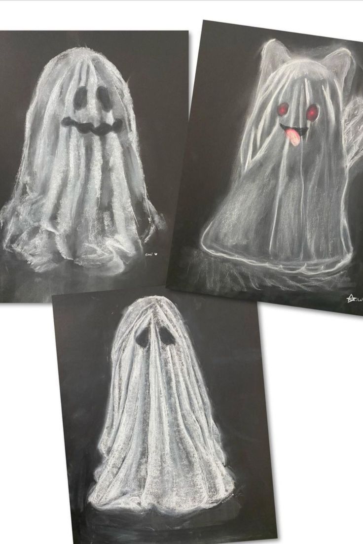 Chalk Pastel Ghosts | Halloween Art Idea for Elementary