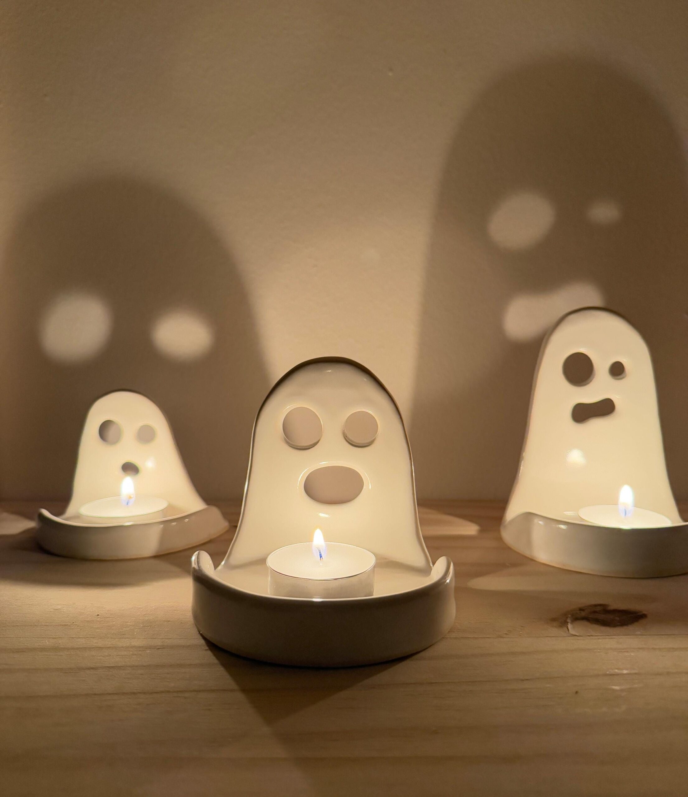Handmade Ceramic Ghost Luminary – Halloween Candle Holder