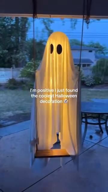 Hanging Swing Ghost Halloween Decor with String Lights