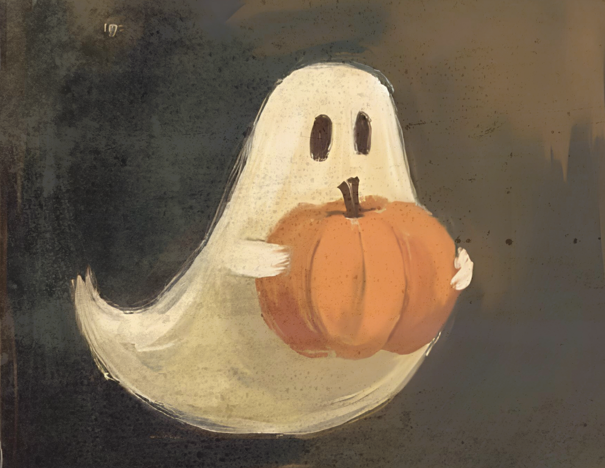 Ghost Holding Pumpkin