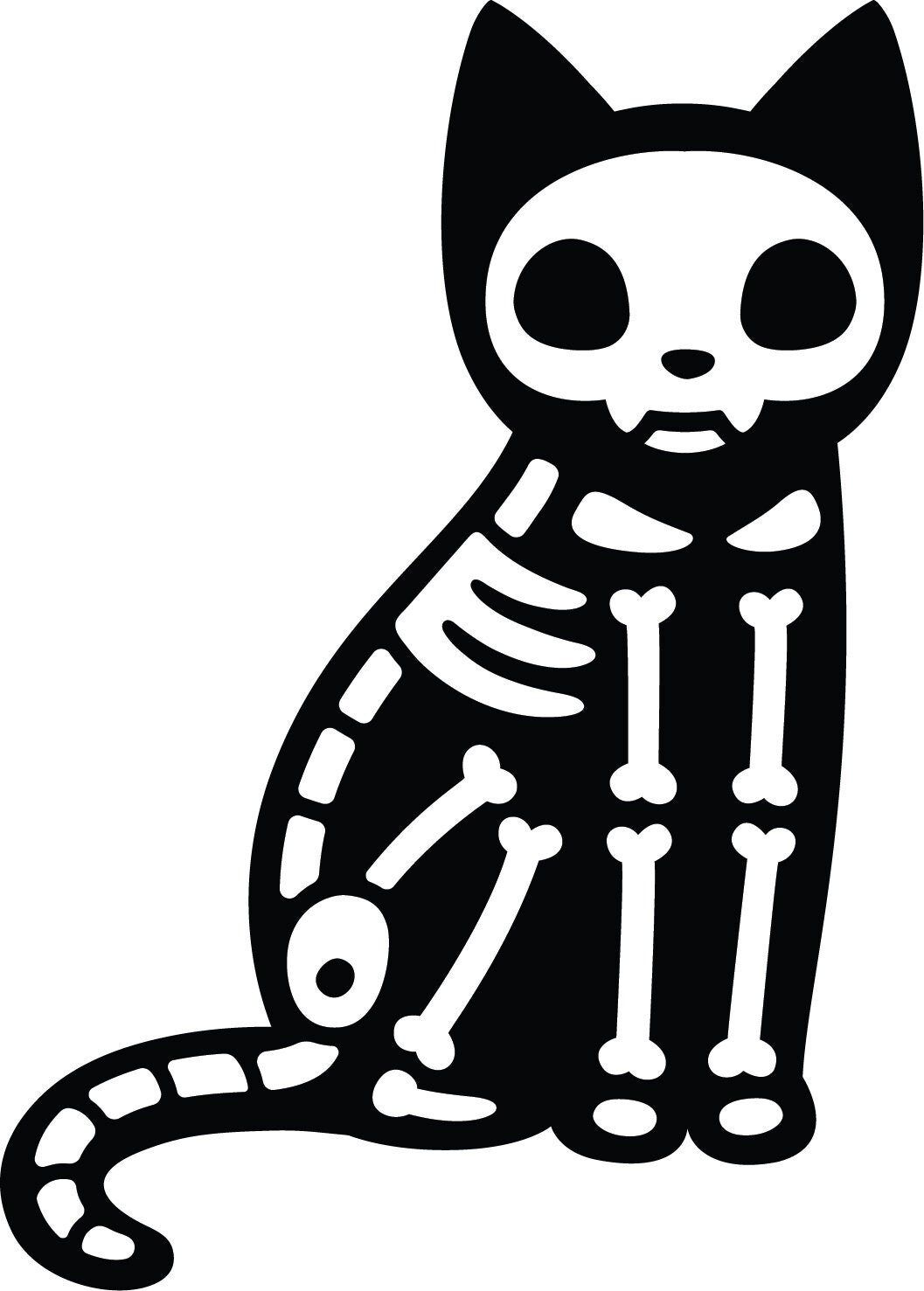 Skeleton Cat SVG, PNG, Halloween Cat, Undead Cat, SVG Cut Files, Black Cat Clipart, File for Cricut, Dxf, Silhouette, Print Ready, Cute