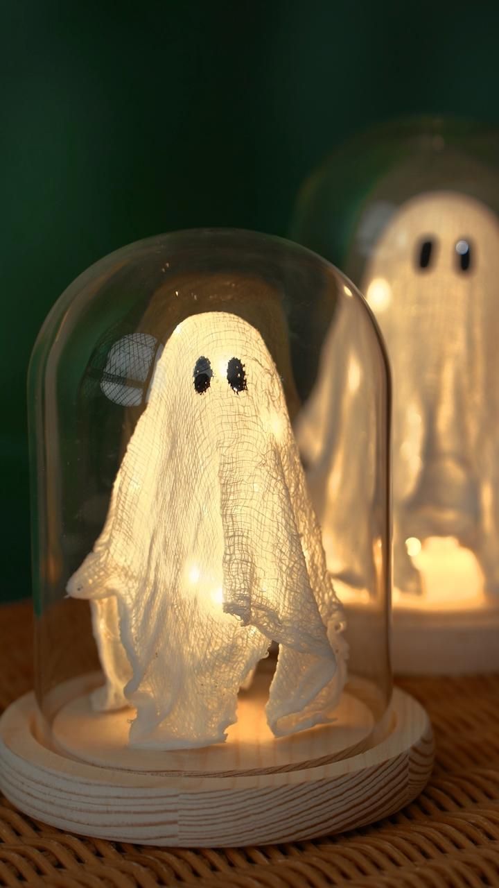 DIY Light up ghost cloche with Mod Podge