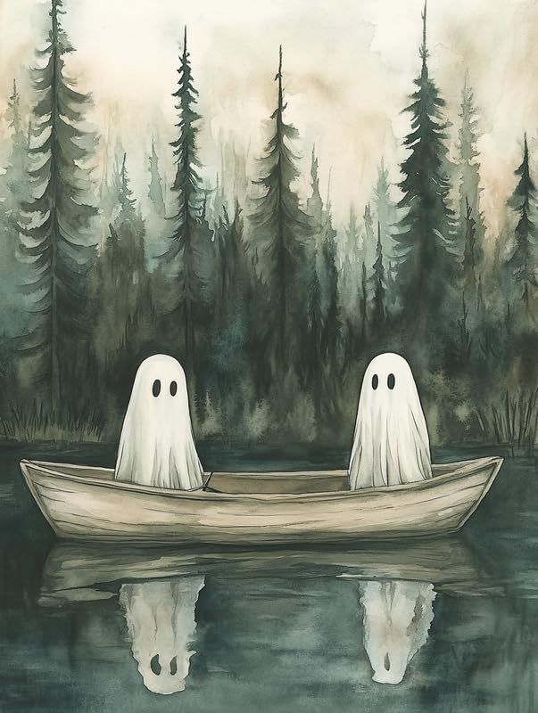 Bimkole Paint by Numbers Kit for Adults Halloween Ghost, DIY Oil Painting Kit on Canvas with Paintbrushes and Acrylic Pigment, for Paint by Numbers for Beginner, for Home Wall Decor 16x20Inch s1521