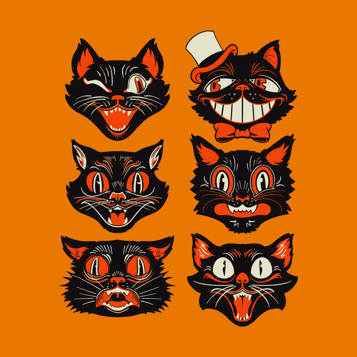 Retro Halloween Black Cats | CTKR Studio’s Artist Shop