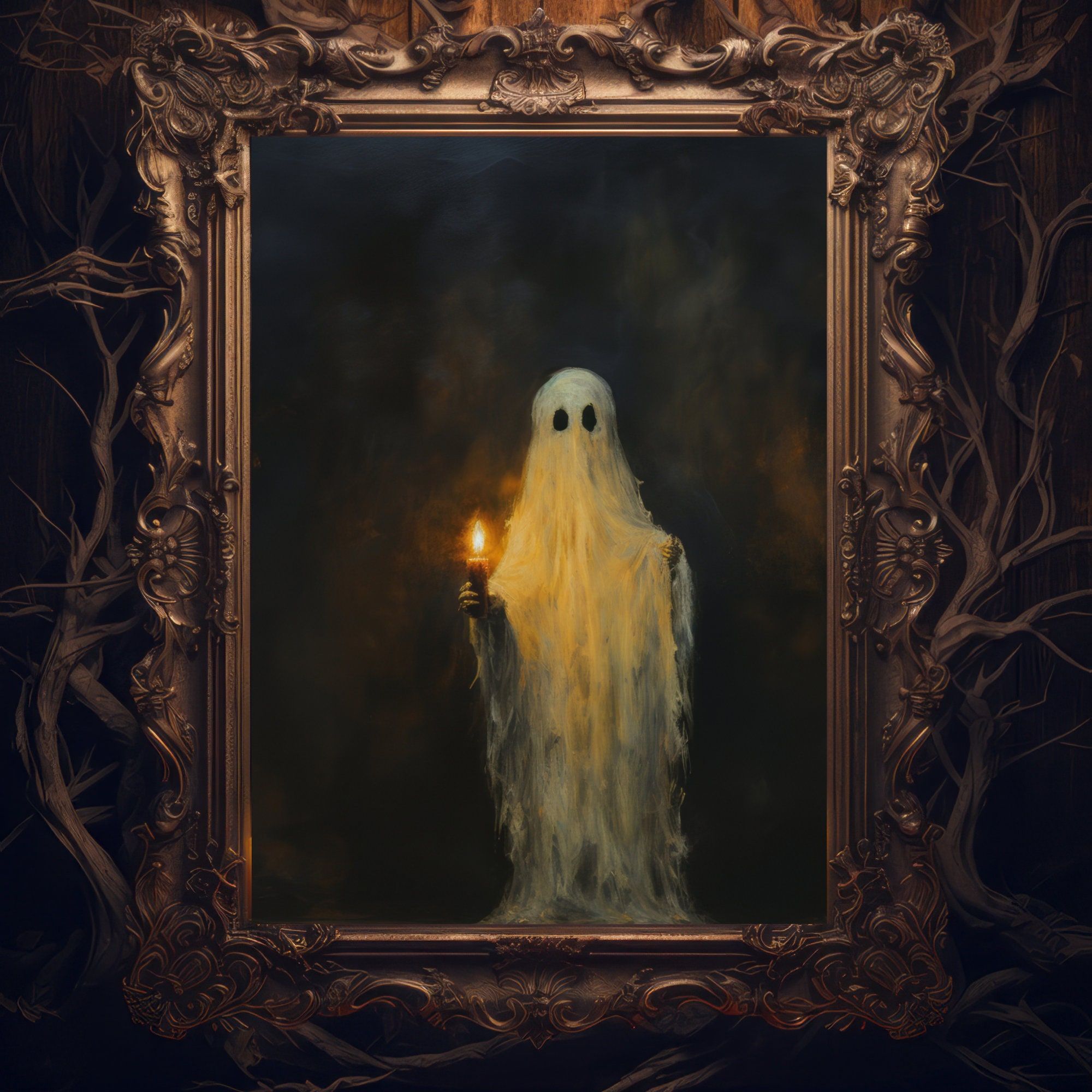 Ghost Candle, Vintage Halloween, Printable, Wall Art, Décor, Downloadable Digital Print, Beautiful, Unique, Dark Academia