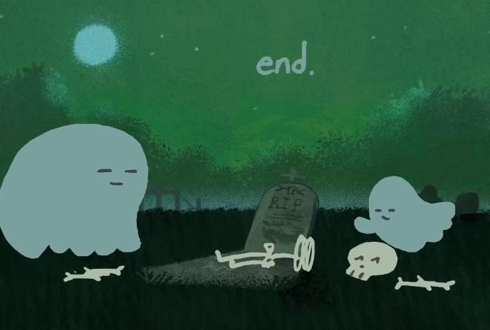 Ghost duet with skeleton