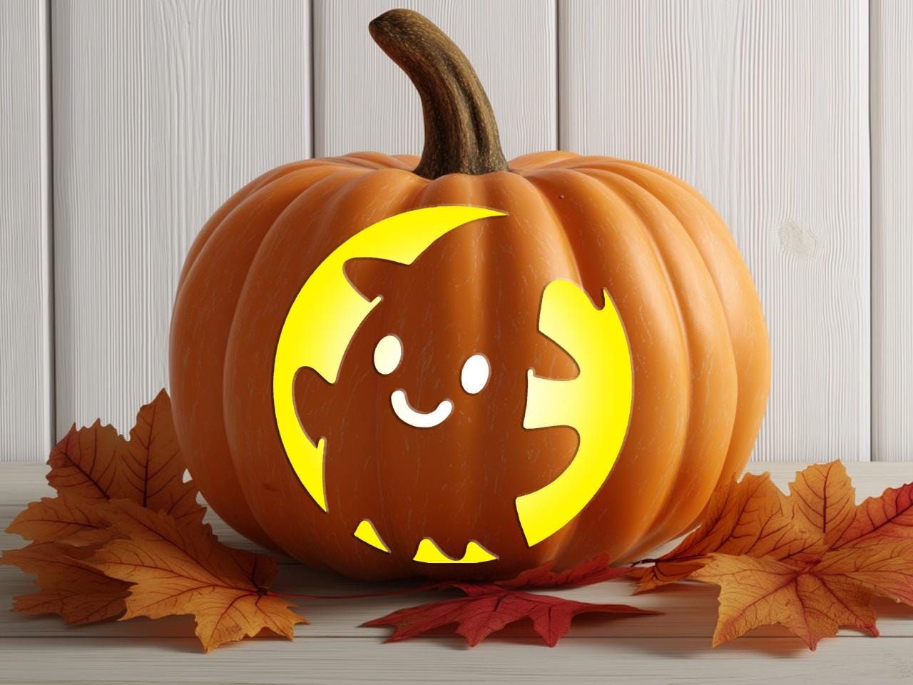 PUMPKIN CARVING TEMPLATE Instant Stencil Digital Download Print at Home Today Halloween Fun Whole Family Easy to Use Ghost Witch Cartoon