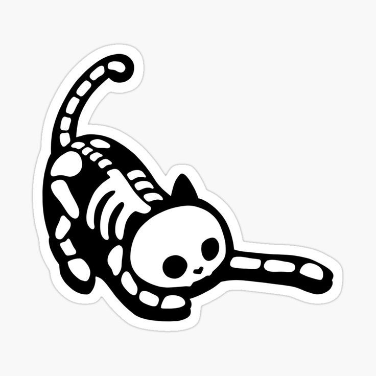 ‘Cute Skeleton Cat Playing’ Sticker by Fatxninja Design | Redbubble