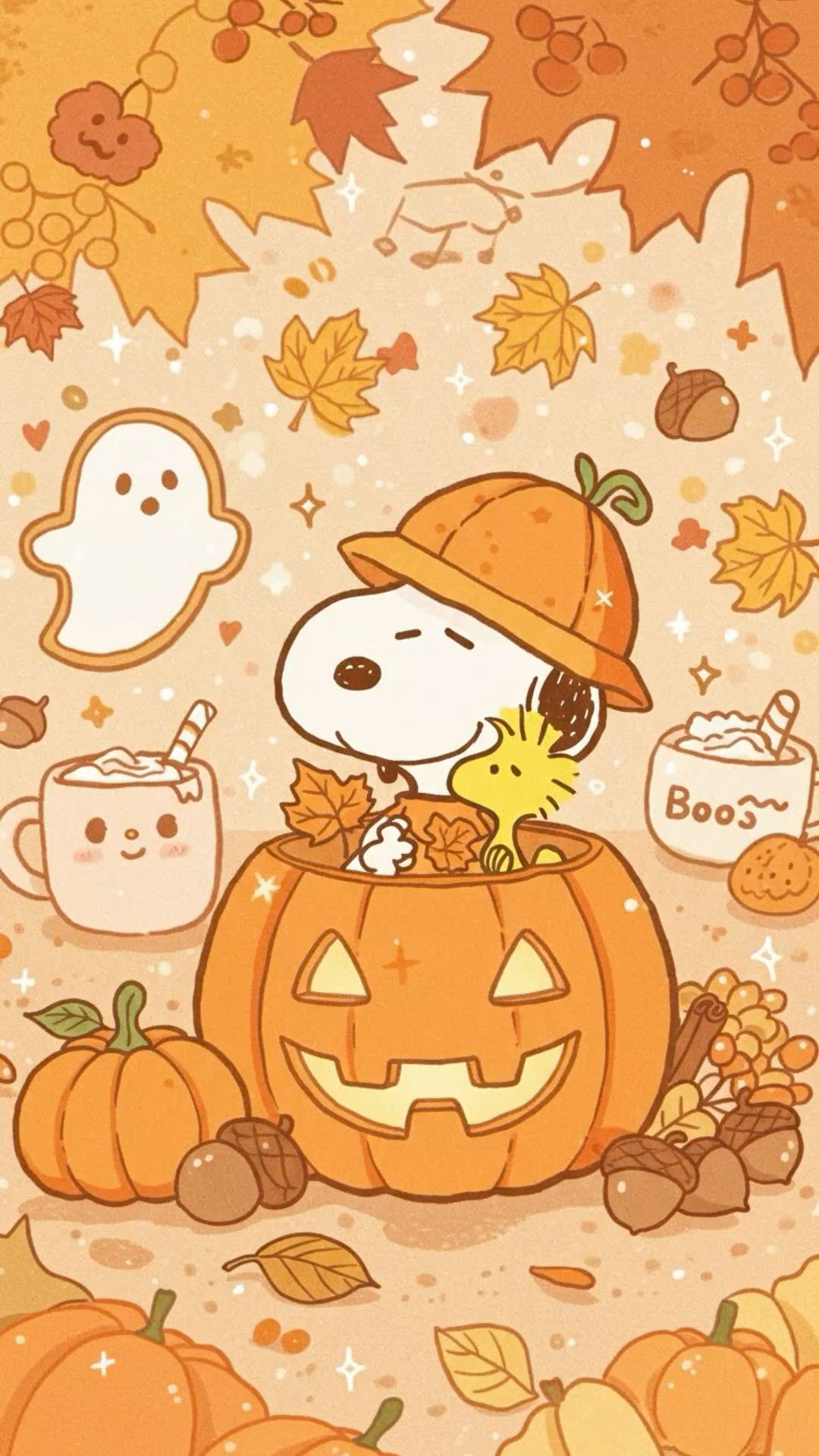 Snoopy Autumn Fall Pumpkin Wallpaper 🎃✨