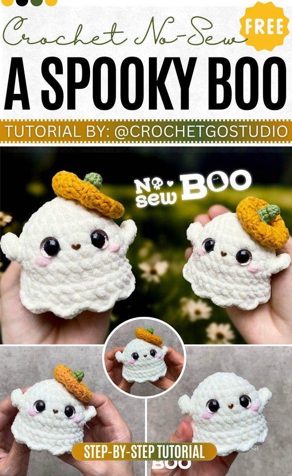 How to Crochet Ghost And Pumpkin Keychain with Witch Hat